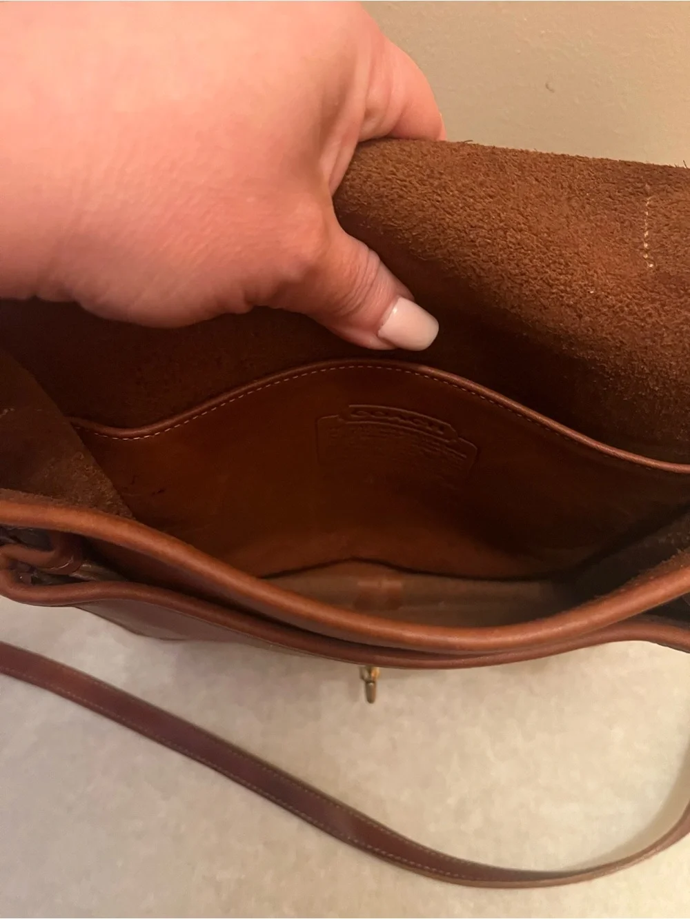 Coach Brown Leather Messenger Bag with Brass Turn-Lock. # E4L-5130